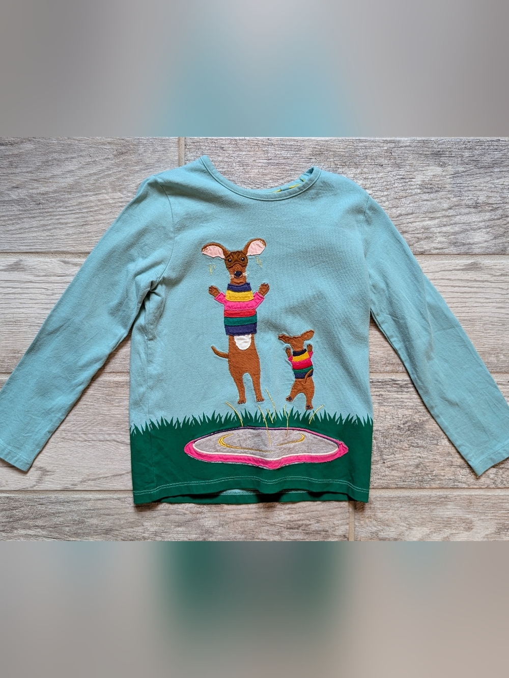 Mini Boden 6-7 VGUC Dachschund Trampoline  Long Sleeve Shirt 🐕